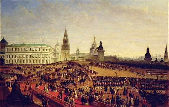 Military parade during the Coronation of Alexander II in the Moscow Kremlin on the 18th February 185 a Gustav Schwarz