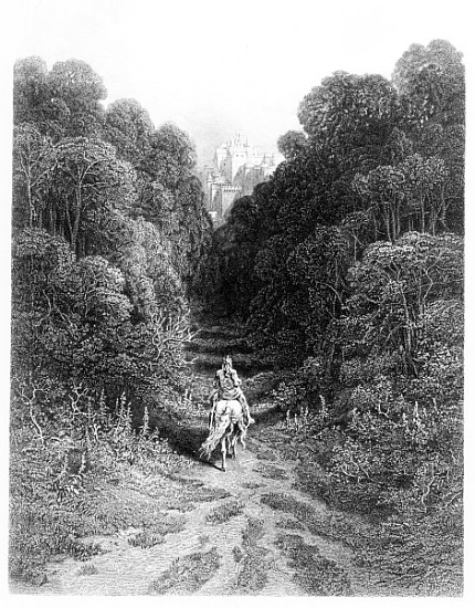 Lancelot approaches the Castle at Astolat, illustration from ''Idylls of the King'' a Gustave Alfred TennysonDore