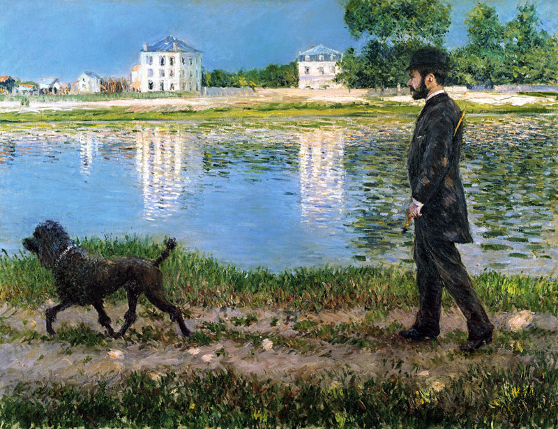 Richard Gallo and His Dog at Petit Gennevilliers a Gustave Caillebotte