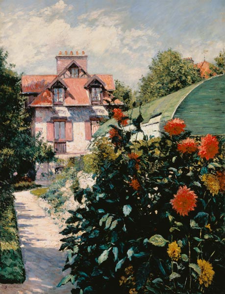 Die Dahlien - Garten im kleinen Dorf Gennevilliers a Gustave Caillebotte