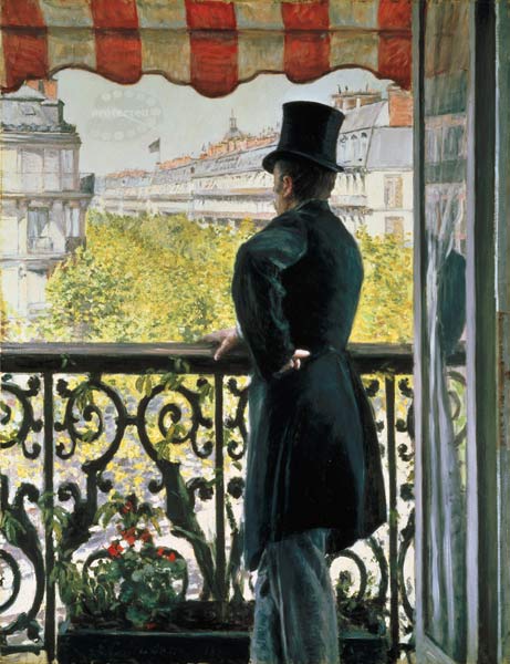 Man on A Balcony, Boulevard Haussmann a Gustave Caillebotte