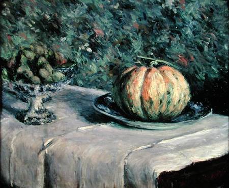Melon and Fruit Bowl with Figs a Gustave Caillebotte