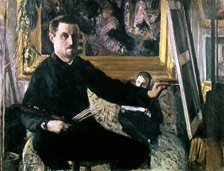 Self Portrait with an Easel a Gustave Caillebotte