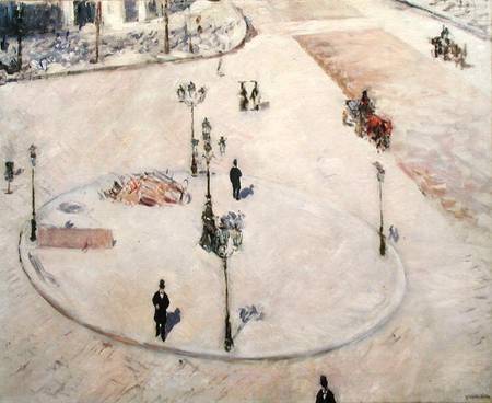 Traffic Island on Boulevard Haussmann a Gustave Caillebotte