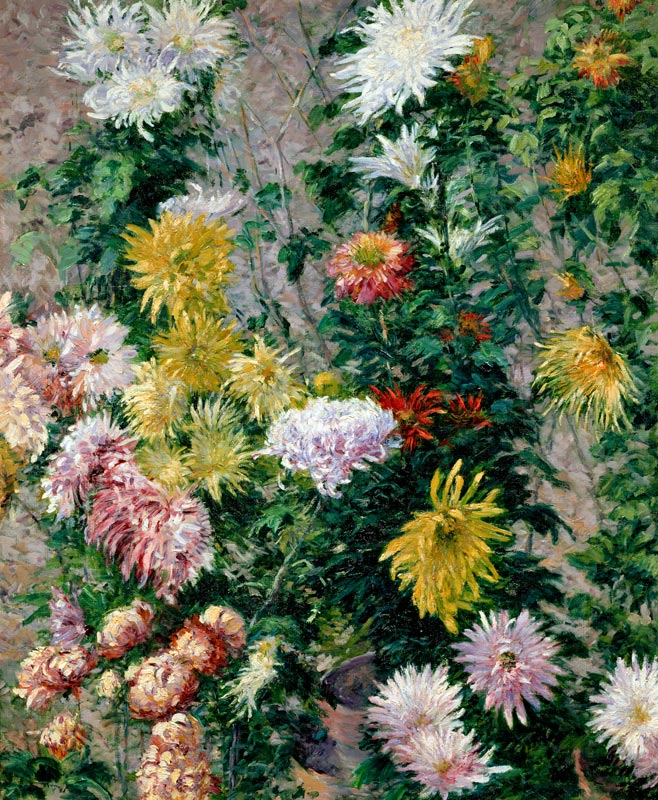 White and Yellow Chrysanthemums a Gustave Caillebotte