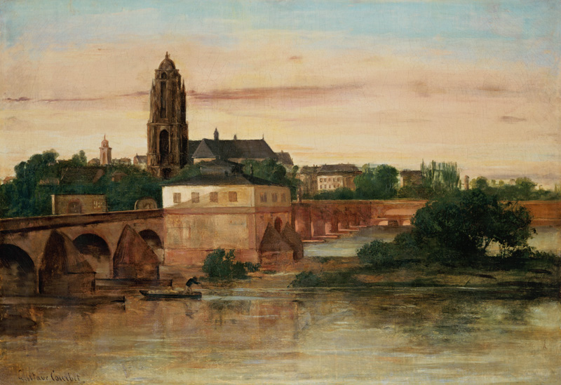 View of Frankfurt with the Old Bridge from Sachsenhausen a Gustave Courbet
