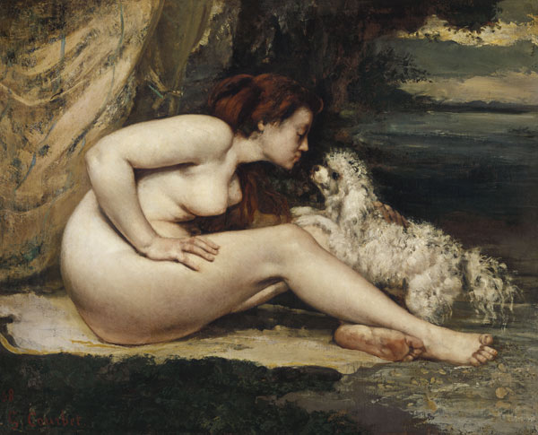 Femme nue au chien a Gustave Courbet