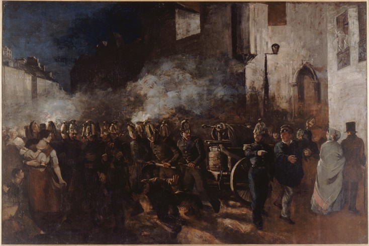 Firemen Running to a Fire a Gustave Courbet
