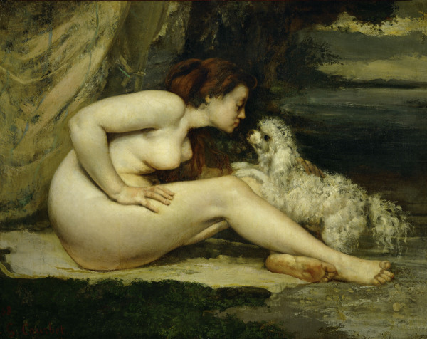 Nude with Dog a Gustave Courbet