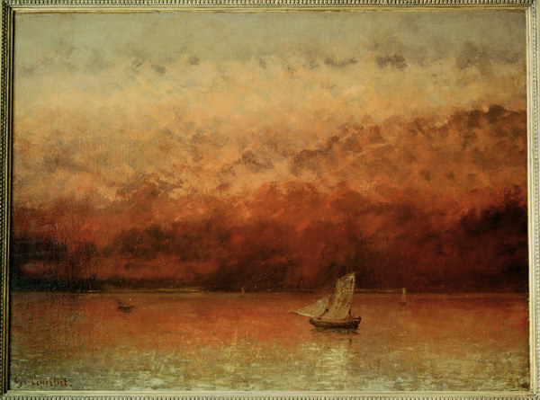 Lake Geneva at sunset. Canvas Kunstmuseu a Gustave Courbet