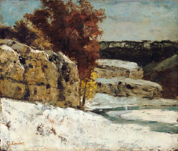 Winter landscape. a Gustave Courbet