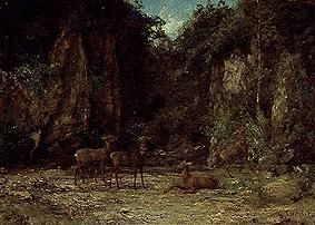 A red deer pack in the dusk a Gustave Courbet