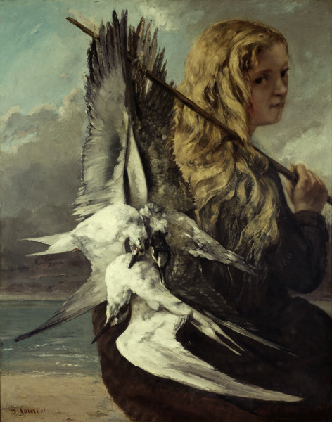 Girl with Seagulls a Gustave Courbet