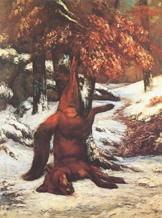 Renard suspendu are un arbre, Dans Laly inclines a Gustave Courbet