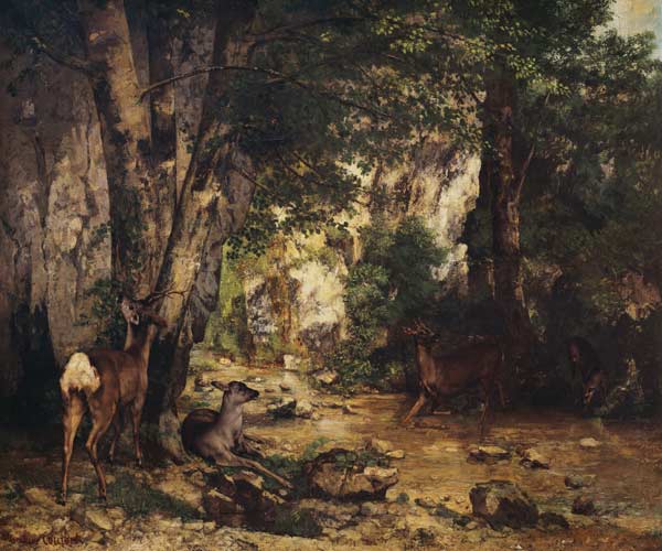 The Return of the Deer to the Stream at Plaisir-Fontaine a Gustave Courbet
