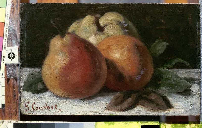Stillleben mit Apfel, Birne und Orange a Gustave Courbet