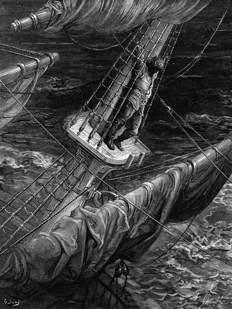 The Mariner regrets his shooting of the Albatross, scene from ''The Rime of the Ancient Mariner'' S. a Gustave Doré