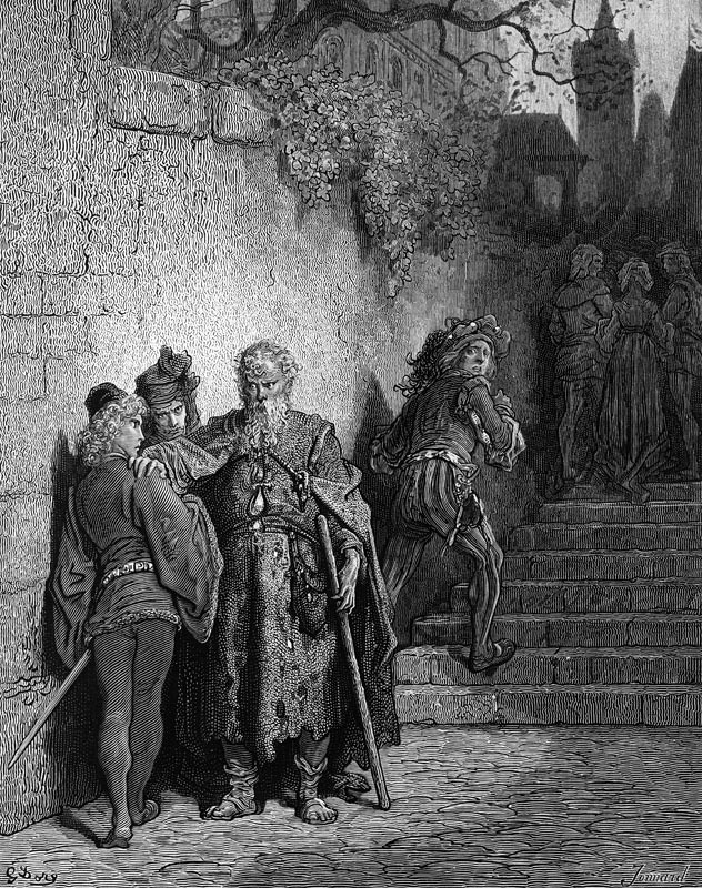 The Wedding Guest being detained the Ancient Mariner, opening scene of ''The Rime of the Ancient Mar a Gustave Doré