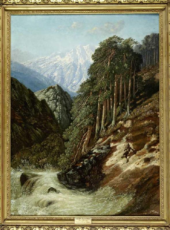 Alpine Landschaft mit Wildbach a Gustave Doré