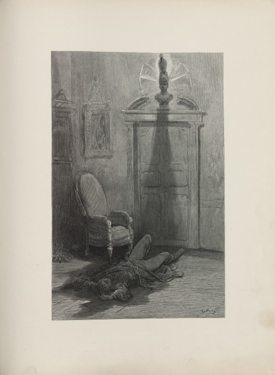 Illustration for the poem "The Raven" by Edgar Allan Poe a Gustave Doré