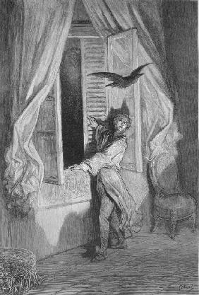 Illustration for the poem "The Raven" by Edgar Allan Poe