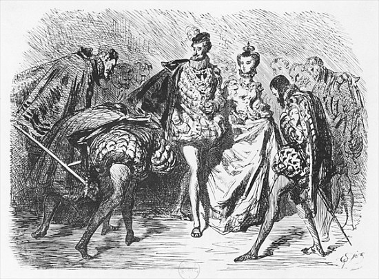 King and court, illustration from the ''Essais'' Michel Eyquem de Montaigne (1533-92) a Gustave Doré