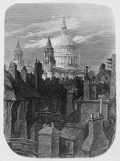 St. Paul''s Cathedral and the slums, from ''London, A Pilgrimage'' a Gustave Doré