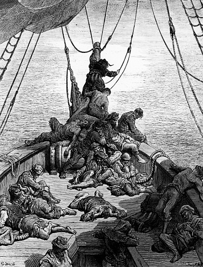 The sailors becalmed and tormented by thirst, scene from ''The Rime of the Ancient Mariner'' S.T. Co a Gustave Doré