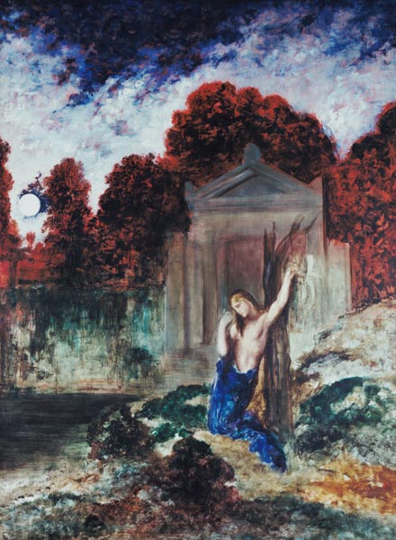 Orpheus at the grave Eurydikes. a Gustave Moreau