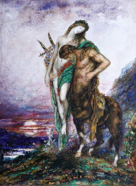 Dead poet borne by centaur a Gustave Moreau