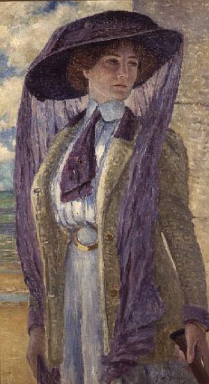 Woman with a Purple Hat a Gustave Max Stevens