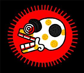 Crane cercle rouge azteque