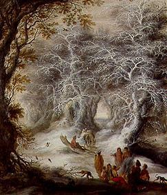 Winter landscape with storing gypsies