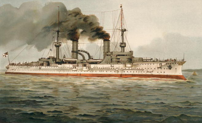S.M. Grosse Kreuzer 'Furst Bismarck' (H.M. Great Cruiser 'Prince Bismarck') c.1899 (litho) a H. Graf
