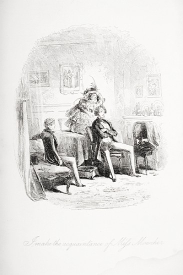 I make the acquaintance of Miss. Mowcher, illustration from ''David Copperfield'' Charles Dickens (1 a Hablot Knight (Phiz) Browne