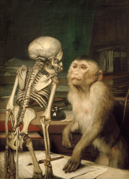 Monkey with a skeleton a Haeckel Ernst