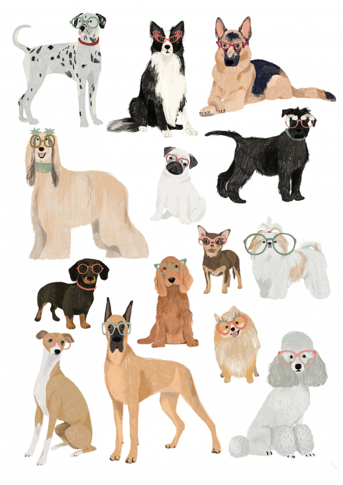 Dogs in glasses Print a Hanna Melin