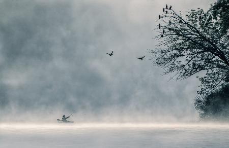 Misty lake