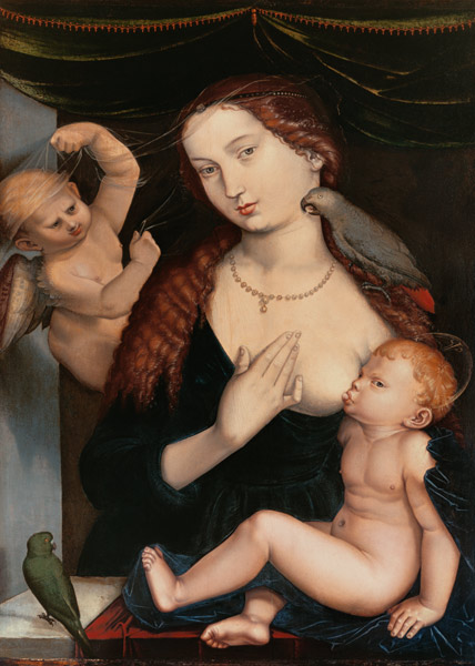 The Madonna with the parrots a Hans Baldung Grien