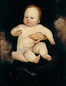 Copy of the Christuskindes from the so-called Solothurner Madonna of a Hans Bock il vecchio