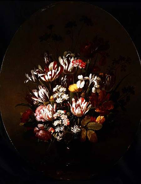 Flowers in a Glass Vase a Hans Bollongier