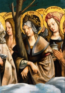 St. Afra. Detail from the middle panel of the All Saints' Day altar. a Hans Burgkmair il vecchio