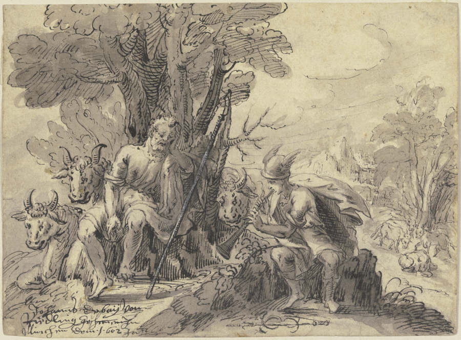 Argus mit seiner Herde unter einem Baum sitzend a Hans Depay