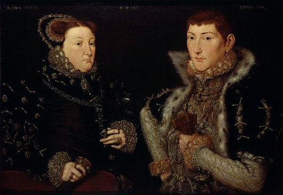 Lady Mary Nevill and her son Gregory Fiennes a Hans Eworth or Ewoutsz