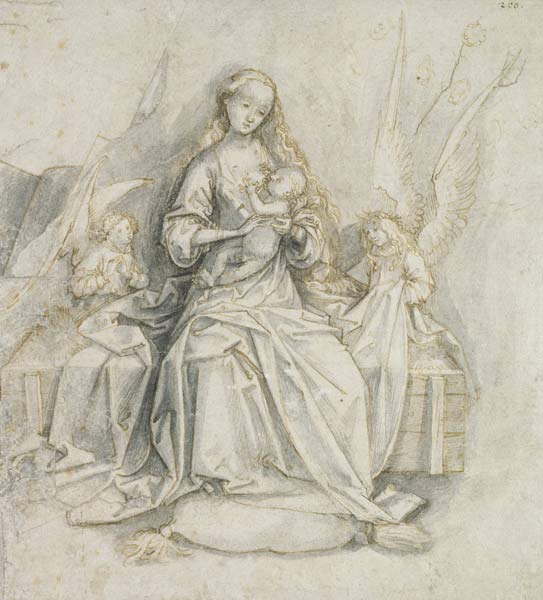 Madonna and Child (pen and brown ink with pencil on paper) a Hans Holbein il vecchio
