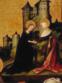 The visitation Mariae detail from temple walk Mariae, Weingartner altar a Hans Holbein il vecchio