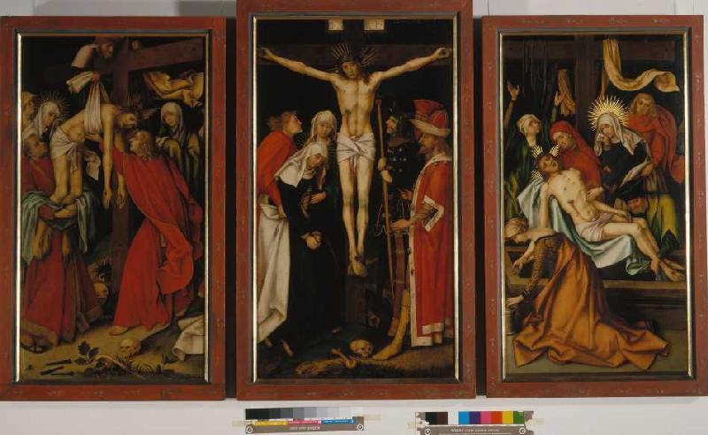 Kaisheimer cross altar Descent from the Cross (107.6 x58, 4) crucifixion (113.2 x63), burial a Hans Holbein il vecchio