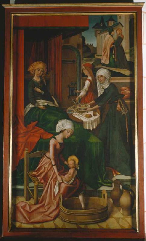 Mariae birth. Weingartner altar in the cathedral to Augsburg a Hans Holbein il vecchio