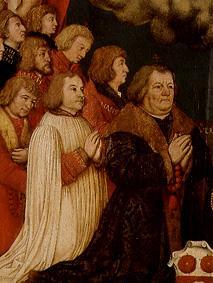 Votive picture of Ulrich Schwarz and his family's detail: Ulrich and sons a Hans Holbein il vecchio