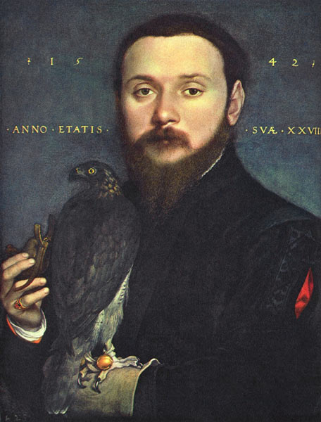 Nobleman with a falcon a Hans Holbein Il Giovane